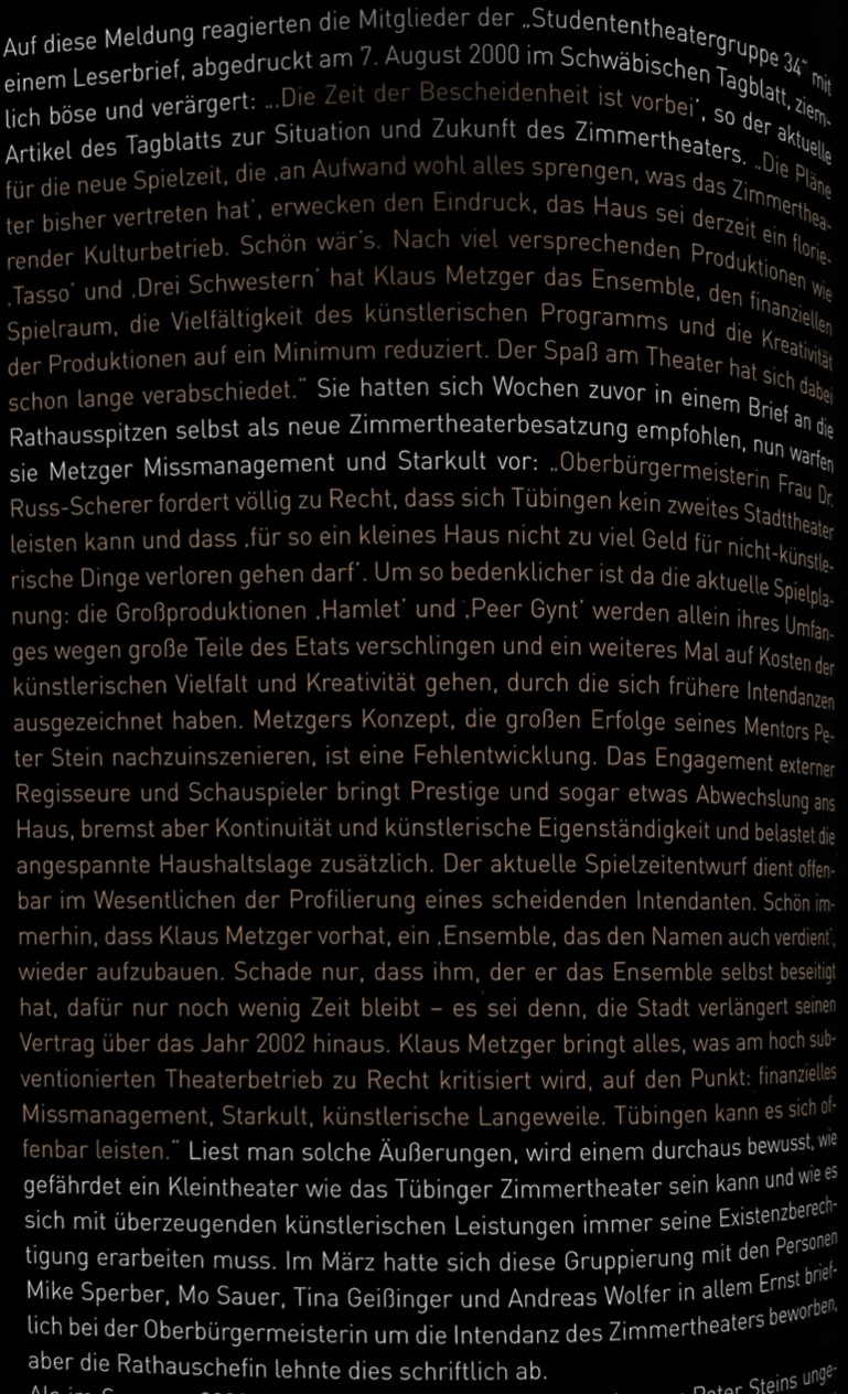 U34 in der Chronik des Tübinger Zimmetheaters